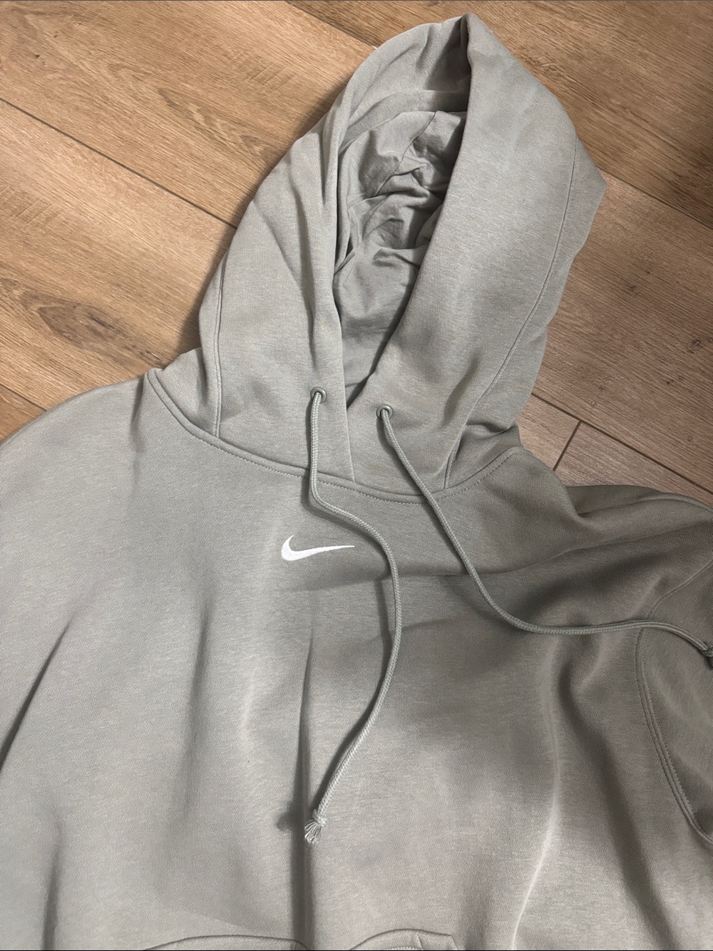 Nike Olive Beige Pullover Hoodie with White Swoosh - Picture 2 of 2